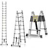 Nictemaw Scala telescopica pieghevole da 5 m, con gomma antiscivolo, multiuso allungabile, 150 kg, in alluminio