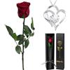 Yamonic Rosa Stabilizzata con Collana Regalo Donna, Vera Rosa Eterna con Steli Idee Regalo per Anniversario, Rosa Eterna Regalo Donna Compleanno, Natale San Valentino Regali per Lei