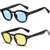 SHEEN KELLY 2Pairs Occhiali da sole stile mod uomo donna VINTAGE unisex rotondi lente blu colorate