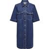 ONLY Onlbelle S/S Button Dress DNM Gua Noos Abito, Blu Jeans Scuro, M Donna