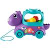 Fisher-Price - Dino Impara e Cammina, dinosauro giocattolo da trainare con palline saltellanti e contenuti multilingue Smart Stages, giocattolo per bambini 12 - 36 Mesi, HNR52