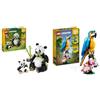 LEGO Creator 3in1 Animali Selvatici: Giocattolo Famiglia Panda - Si Trasforma in Figure di Pinguino o Orca + 3in1 Pappagallo Esotico a Rana a Pesce 31165 + 31166
