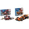 LEGO City F1 Boxe e Crew con Giocattolo Auto Ferrari + Pilota F1 con Minifigura Pilota di Auto da Corsa McLaren per Ragazzi e Ragazze o Fan di Motorsport Adulti 60443 + 60442