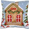 VERVACO Kit Cuscino Punto Croce CASA DI PAN DI ZENZERO Set Ricamo Principianti Cuscini Gobelin Decorativi ca. 40 x 40 cm Accessori Per Lavoretti Creativi DIY Casa Decor Hobby Adulti Cross Stitch