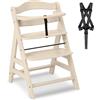 hauck Seggiolone Pappa in Legno Alpha+ - Seggiolone Evolutivo da 6 mesi fino a 90 kg - Sedia Evolutiva con Barra Frontale, Cintura Inguinale e a 5 Punti - Legno Certificato FSC® - Vaniglia