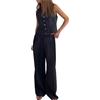 Generico 2024 Completi da Donna 2 Pezzi Set Gilet con Scollo a V Senza Maniche Pantaloni a Gamba Larga Due Pezzi Completo Set Estate Lino Abbinato Tuta Eleganti Donna Estivo
