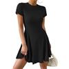ABINGOO Vestito Corto Cocktail Donna Estivo Bodycon Elegante Abito Sexy Party Festa Mini Vestiti Discoteca Maniche Corte Swing Abiti(Nero,L)