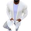 KJDWJKJRF Cardigan da uomo senza cappuccio cardigan da uomo beige felpa da uomo senza cappuccio estivo maglia fine cardigan cardigan leggero vestibilità lunga oversize, bianco, XXXL