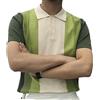 Jsrichhe Estate Uomo Verde A Righe Maglione Maglia Risvolto Manica Corta Vintage Polo Top Slim Fit Manica Corta T-Shirt Top, Verde, XL