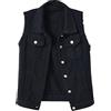 Generic Gilet in denim da donna, gilet da cowboy, tinta unita, senza maniche, taglie forti, leggera, primaverile, autunno, bottoni, gilet aperto sul davanti, cappotti, capispalla chic loungewear UK, C1-nero.,