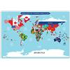 Zelica Poster Con Mappa del Mondo Con Bandiere dei Paesi per Bambini - Piccole Dimensioni 13 x 19 cm, Laminata, Perfetta da Parete per Scuola o Casa