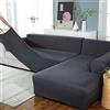 Yidaxing Copridivano con Penisola Elasticizzato, Copridivano Angolare Chaise Longue Sofa Cover Componibile a Forma di L in Poliestere Tessuto(3 Posti+3 Posti, Grigio)