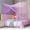 HOOPOE Zanzariera Letto Matrimoniale Singolo,Viola Mosquito Net con Kit Sospensione,Zanzariera Baldacchino a Maglie Sottili,Zanzariera Portatile in Poliestere da Viaggio e Giardino di Casa 200x180x165cm