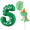 AIBAOBAO Candeline Compleanno Numeri 5, Candele Compleanno Particolari Dinosauro 7cm, Candela Verde avec Decorazioni Torta Dinosauri, Candelina Numero per Feste e Compleanni 5 Anni Bambina Bimbo