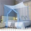 HOOPOE Zanzariera Letto Matrimoniale Singolo,Blu Mosquito Net con Kit Sospensione, Zanzariera Baldacchino in Poliestere,Zanzariera Portatile a Maglie Sottili da Viaggio e Giardino di Casa 200x180x165cm