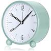 YouJabz Sveglia da comodino senza ticchettio, 10.6 cm, funzionamento a batteria, facile da impostare e funzione luce notturna, design semplice ed elegante, camera da letto, orologio regalo (verde)