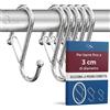 Blau Marité 6 ganci in metallo a forma di S con sistema anticaduta, per armadio e organizzazione multiuso, Argento, per barre fino a 3 cm di diametro
