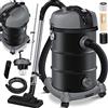 MASKO® Aspirapolvere industriale, in acciaio inox, 2300 W + presa di corrente, aspirazione a secco e a umido, funzione di soffiaggio, Push&Clean, con e senza sacchetto, Antracite