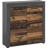 xonox.home Wohnen Jam X8BB4T20 - Armadio alto per soggiorno, in legno antico e matera, ca. 80 x 88 x 35 cm