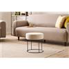 Atelier Del Sofa Elegante pouf in crema con inserti in metallo, 40 cm di diametro e altezza | 50% cotone, 50% poliestere, tessuto Easy Clean, schiuma 32 DNS per comfort | Accent moderno