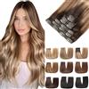 EINbeauty Extension Capelli Veri Clip 7pcs 120g 60cm Extension Capelli Veri Lisci Invisibili Remy Umani Human Hair Extension Clip(24Inch,2/6/18K#)