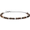 Breil, Collezione Wild, Bracciale Uomo con Sfere in Acciaio e Pietre Naturali Occhio di Tigre, Finitura Matt, Lunghezza Regolabile, Pratica Chiusura a Moschettone
