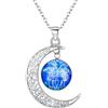 Clearine Collana Argento 925 Oroscopo Zodiaco 12 Costellazione Astrologia Galassia & Mezzaluna Luna Perle di vetro Pendente Gemelli