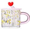 TREEWOO Tazza d'acqua con lepre e floreale con manico rosa