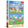 Trefl 2in1 Pig, Peppa al Parco Giochi-2 x 24 Pezzi, Coppia di Puzzle per Bambini dai 3 anni, Multicolore, 34435