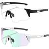 PRITOK Occhiali da ciclismo sportivi occhiali veloci 2 pezzi protezione UV400 occhiali da sole polarizzati sport occhiali da sole occhiali da ciclismo occhiali da sole sportivi per uomo donna ciclismo