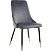 Marvin Sedia con Struttura in Metallo Nero e Oro SAINT TROPEZ Seduta Imbottita in Velluto, Poltroncina di Design Moderno ed Ergonomico per Casa, Ufficio, Sala da Pranzo (1, Grigio)