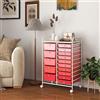 RELAX4LIFE Carrello Portaoggetti con 15 Cassetti, Cassettiera Alta con 4 Ruote Universali, Armadietto Mobile e Salvaspazio di Grande Capacità, Multiuso per Cucina, Bagno e Ufficio (ROSA)