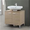 Inbagno Mobile sottolavabo per bagno universale, 70x45x60 cm, moderno copricolonna con 2 Ante e Piedini cromati (Rovere Dolomite)
