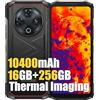 DOOGEE Fire 6 Rugged Smartphone 2025, 16GB+256GB/2TB SD Android 14 Telefono Robusto, Termocamera+50MP, 10400mAh Batteria, 6,56 HD+ Cellulari Resistente IP68, 4G LTE,FM,OTG,GPS, 3 Card Slot, Nero