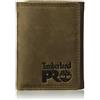 Timberland PRO - Portafoglio RFID trifold in pelle, da uomo, con finestrella per documento d'identità, taglia unica
