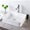 Lordear Vessel Sink Rettangolo - 19x15 Lavello da bagno rettangolare moderno sopra il bancone Lavello da bagno in porcellana bianca Ceramica Vessel Sink Art Basin