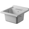 Negrari Vasca ad appoggio in resina PP per Lavatoio, Resistente all'umidità, Resistente agli acidi di uso comune, Kit di scarico incluso, Interno e Esterno, L50 x P50 x H30 cm, Bianco