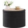 Bonlife Cassapanca, Pouf Contenitore, Portaoggetti Baule, Poggiapiedi Pieghevole Rotondo, per Ingresso, Soggiorno e Camera da Letto, Grigio, 56x56x40 cm