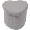 Bonlife Pouf Contenitore, Portaoggetti Baule, Poggiapiedi Pieghevole di Cuore, Cassapanca, per Ingresso, Soggiorno e Camera da Letto, Grigio, 38x38x38 cm