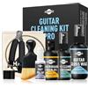 Shaevle Kit di pulizia per chitarra per tastiera e corde | Cera lucidante per chitarra, olio al limone per tastiera, olio detergente per corde, lucidante per tasti, avvolgicorde