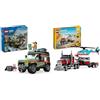 LEGO City Camion Montagna 4x4 Fuoristrada + Creator 3in1 Camion Pianale con Giocattoli Elicottero Idee Regalo Divertenti per Compleanni e Feste 60447 + 31146