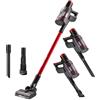 PROFI CARE Proficare, Aspirapolvere 2in1 PC-BS3136A Rosso - Aspirapolvere manuale e scopa senza fili, batteria agli ioni di litio 22,2V, 250W, autonomia 35 min, schermo LED, filtraggio senza sacco