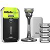 Gillette Labs Rasoio bagnato da uomo, rasoio con elemento di pulizia + custodia da viaggio per riporre in viaggio + 5 lame da rasoio, regalo per uomini, docking magnetico di alta qualità, 1 pezzo (1