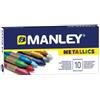 Alpino - Matite di cera Manley Metallics - Set di 10 colori brillanti | Colori misti di grande morbidezza e luminosità, elevata resistenza alla luce, adatto a tutti i tipi di superfici porose