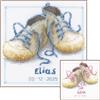 VERVACO Kit Punto Croce Contato SCARPE CON LACCI ROSA/BLU Annuncio Nascita Punto Croce ca. 19 x 19 cm Regalo Personalizzato Set Fai Da Te Attività Creative Adulti Benvenuto Bambino Cross Stitch