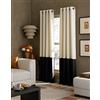 Curtainworks Kendall Tenda a Pannello Color Block con Anelli, Cream/Black, 120 inch