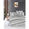 Nuit Des Rêves Premium Ranforce Double Quilt Cover Set (200 x 200 cm), 100% cotone, grigio e bianco, 2 buste (80 x 80 cm), lavabile in lavatrice, design elegante
