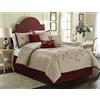 Chezmoi Collection Miki - Set di biancheria da letto con motivo floreale ricamato con fiori di ciliegio, 7 pezzi, per letto matrimoniale