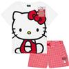 Hello Kitty Pigiama Donna Corto Set Pigiami Ragazza Estivi Kawaii Morbido e Confortevole Abbigliamento da Casa Idee Regalo per Lei (L, Bianco/Rosa)