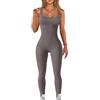 PASUDA Tuta Intera Donna Sportiva Yoga Sexy Senza Maniche Jumpsuit Lunghe Scollo Quadrato Completo Sportivo Costine Tutina Palestra Leggings Slims Abbigliamento Moda Rompers (Grey, M)